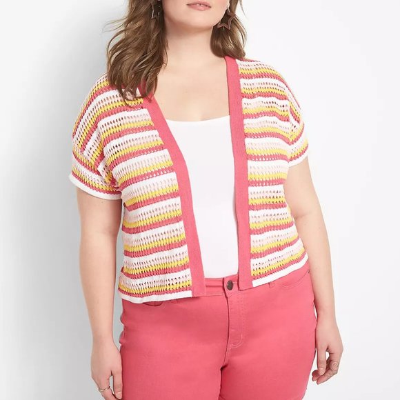 Lane Bryant Sweaters - NWT Lane Bryant Cardigan Sweater Womens 22/24 Open Front Short Sleeve Pi…